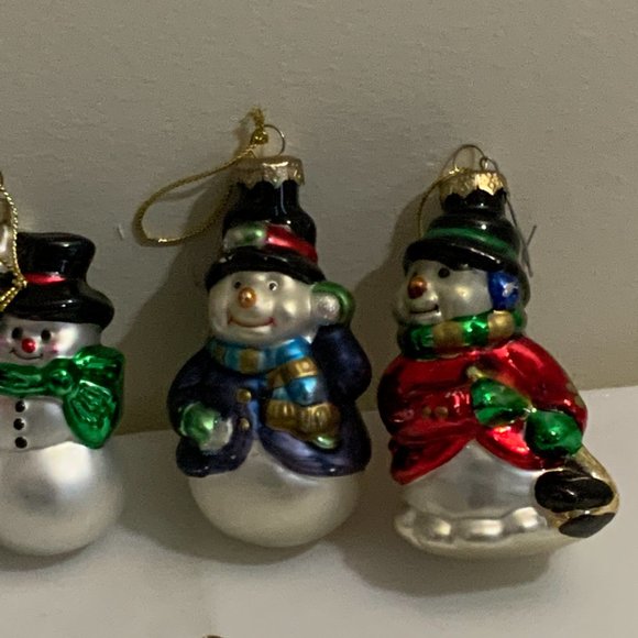 Vintage SNOWMEN CHRISTMAS ORNAMENTS lot of 8 - Picture 4 of 7